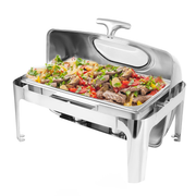 Vague Stainless Steel Rectangular Chafing Dish 9 Liter with Glass Window and Fuel Holder - Al Makaan Store