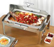 Vague Stainless Steel Rectangular Chafing Dish 9 Liter with Glass Window and Fuel Holder - Al Makaan Store
