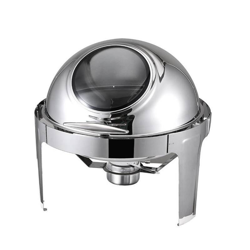 Vague Stainless Steel Round Chafing Dish 6.5 Liter with Glass Window and Fuel Holder - Al Makaan Store