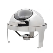 Vague Stainless Steel Round Chafing Dish 6.5 Liter with Glass Window and Fuel Holder - Al Makaan Store
