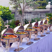 Vague Stainless Steel Round Chafing Dish 6.5 Liter with Glass Window and Fuel Holder - Al Makaan Store