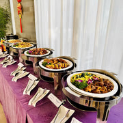 Vague Stainless Steel Round Chafing Dish 6.5 Liter with Glass Window and Fuel Holder - Al Makaan Store