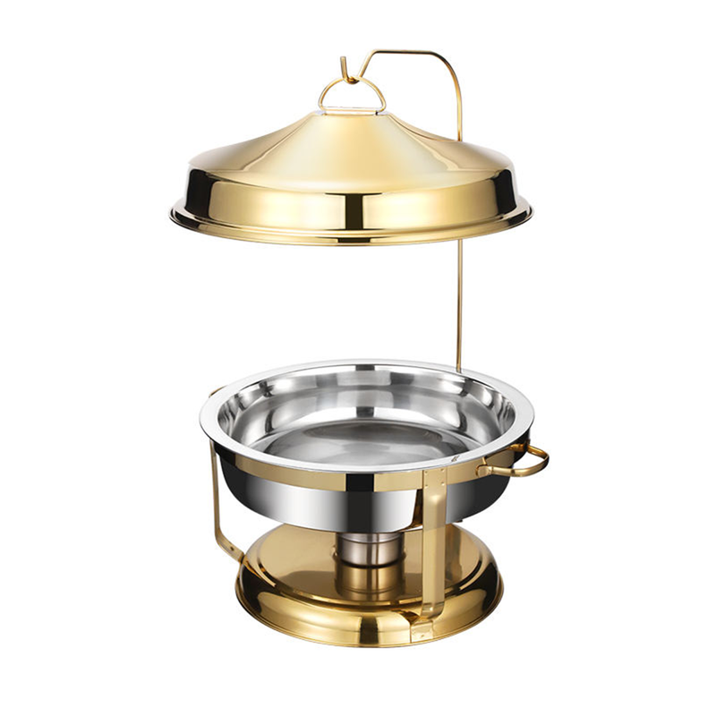Vague Stainless Steel Round Chafing Dish with Hanging Cover 6.5 Liter - Al Makaan Store