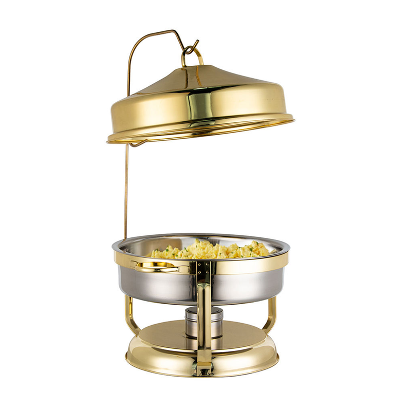 Vague Stainless Steel Round Chafing Dish with Hanging Cover 6.5 Liter - Al Makaan Store