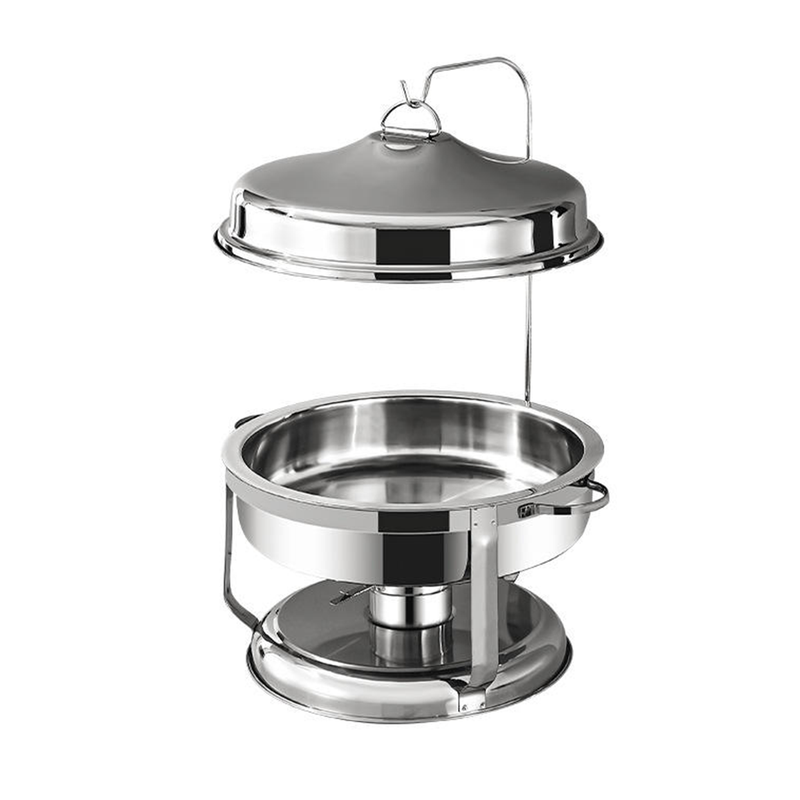 Vague Stainless Steel Round Chafing Dish with Hanging Cover 6.5 Liter - Al Makaan Store