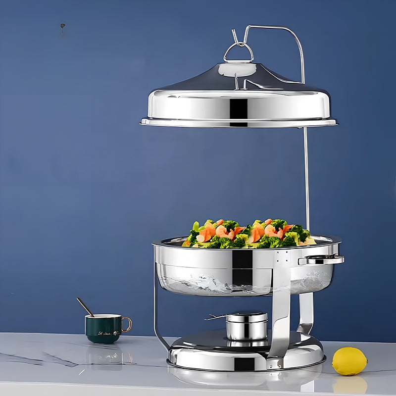 Vague Stainless Steel Round Chafing Dish with Hanging Cover 6.5 Liter - Al Makaan Store