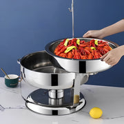 Vague Stainless Steel Round Chafing Dish with Hanging Cover 6.5 Liter - Al Makaan Store