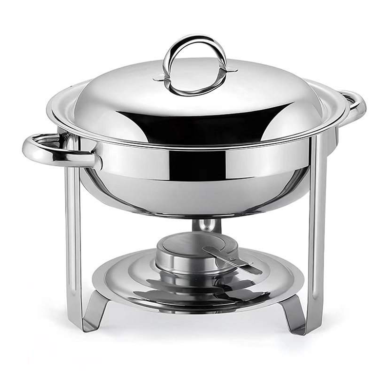 Vague Stainless Steel Round Chafing Dish 6.5 Liter with Fuel Holder - Al Makaan Store