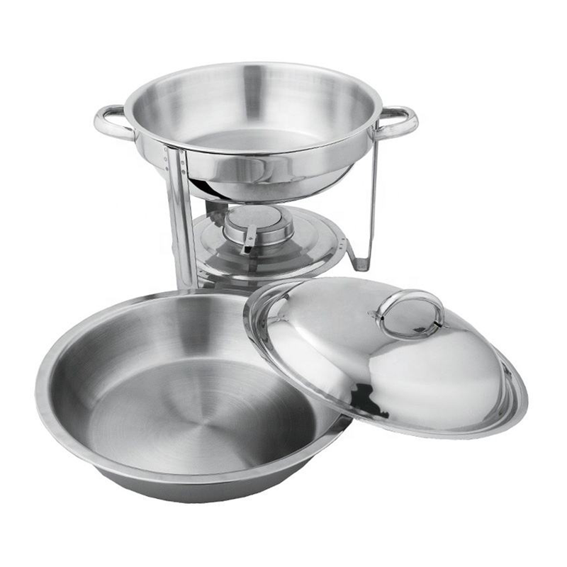 Vague Stainless Steel Round Chafing Dish 6.5 Liter with Fuel Holder - Al Makaan Store