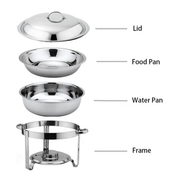 Vague Stainless Steel Round Chafing Dish 6.5 Liter with Fuel Holder - Al Makaan Store