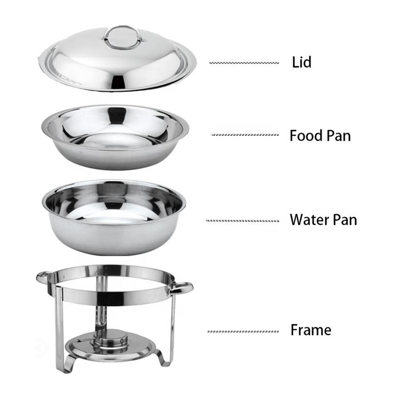 Vague Stainless Steel Round Chafing Dish 6.5 Liter with Fuel Holder - Al Makaan Store