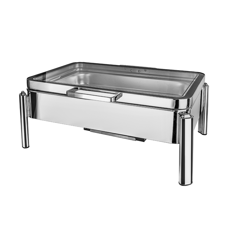 Vague Stainless Steel Stackable Rectangular Chafing Dish with Glass Window 9 Liter- Al Makaan Store