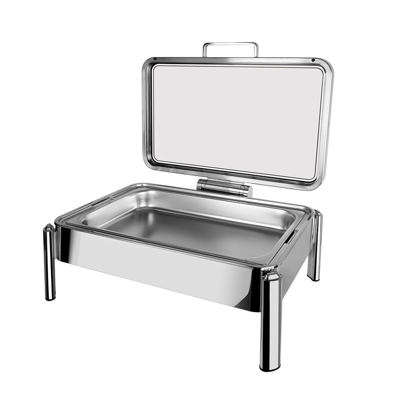 Vague Stainless Steel Stackable Rectangular Chafing Dish with Glass Window 9 Liter- Al Makaan Store