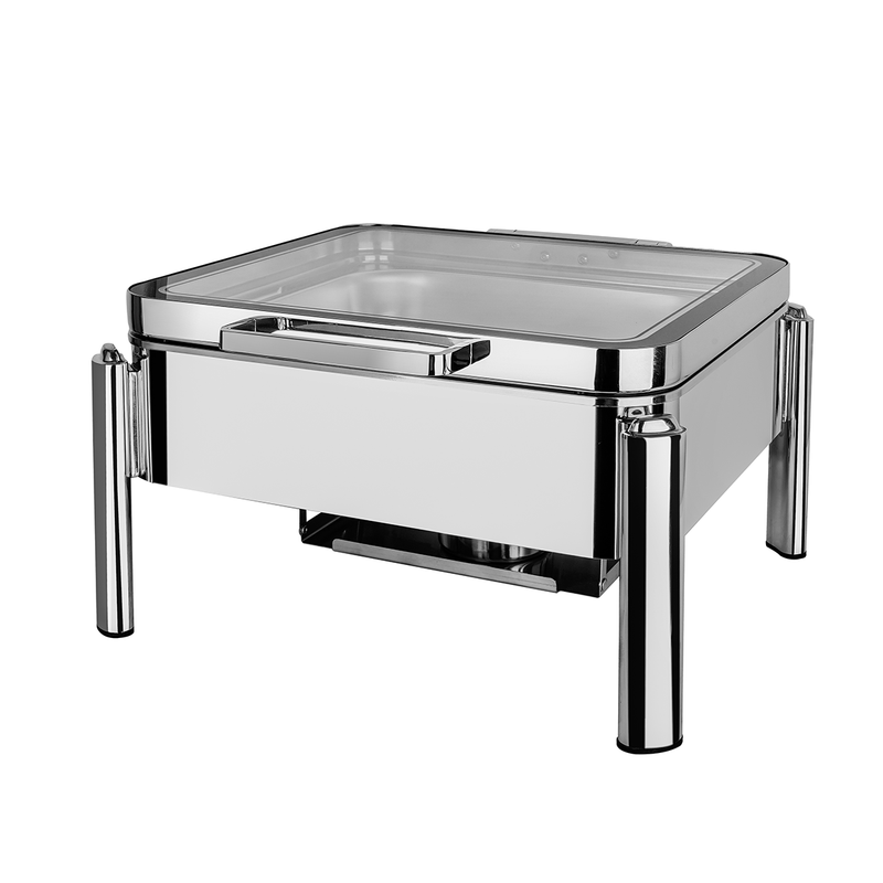 Vague Stainless Steel Stackable Square Chafing Dish with Glass Window 6 Liter- Al Makaan Store