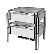 Vague Stainless Steel Stackable Square Chafing Dish with Glass Window 6 Liter- Al Makaan Store