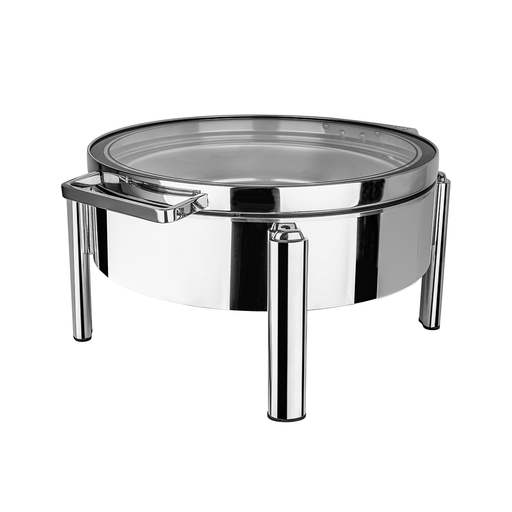 Vague Stainless Steel Stackable Round Chafing Dish with Glass Window 6 Liter- Al Makaan Store