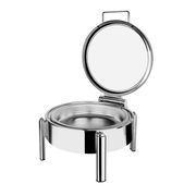 Vague Stainless Steel Stackable Round Chafing Dish with Glass Window 6 Liter- Al Makaan Store