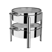 Vague Stainless Steel Stackable Round Chafing Dish with Glass Window 6 Liter- Al Makaan Store