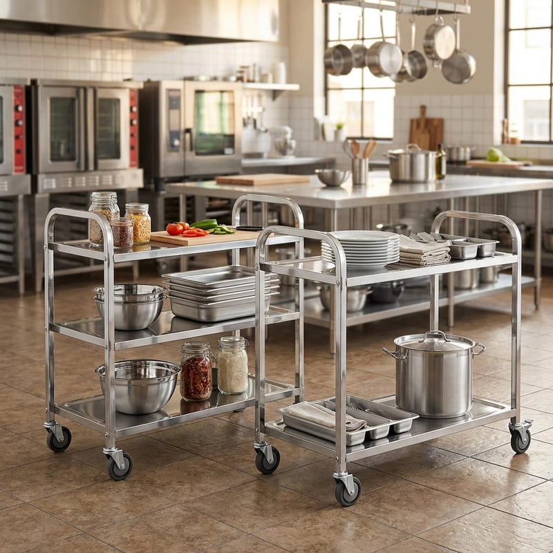 Vague Stainless Steel Square Tube 3 Tier Trolley 95 x 50 x 95 cm