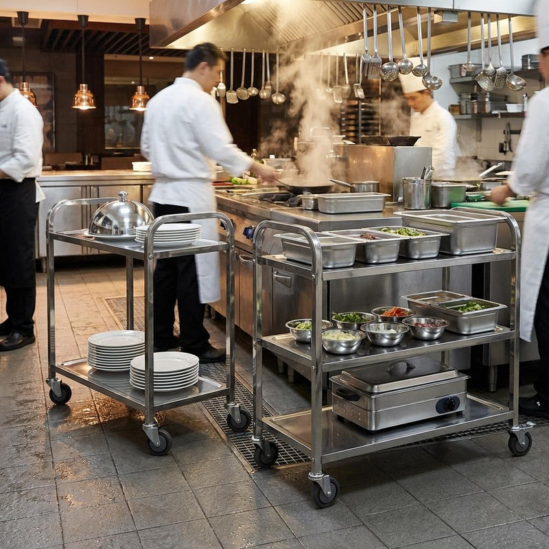 Vague Stainless Steel Square Tube 2 Tier Trolley 95 x 50 x 95 cm