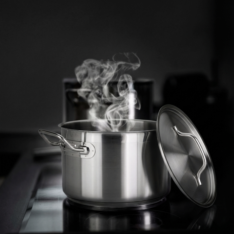Caternox Stainless Steel Induction High Casserole with Lid