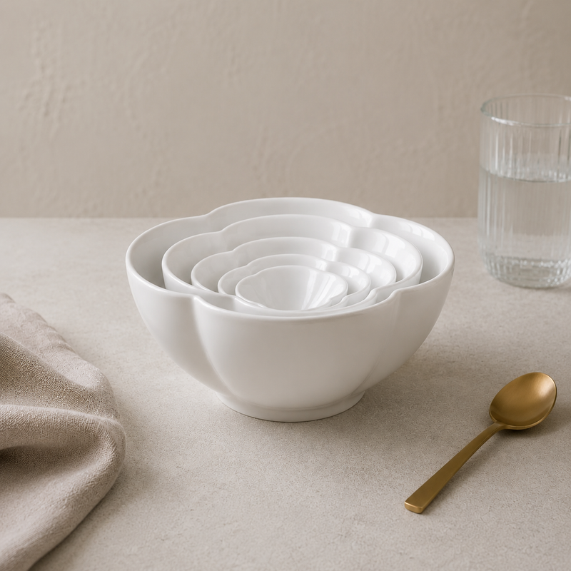 Porceletta Ivory Porcelain Flower Deep Bowl