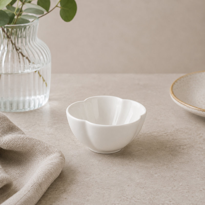 Porceletta Ivory Porcelain Flower Deep Bowl