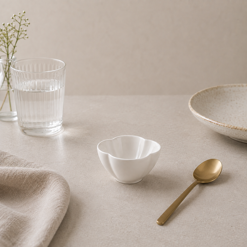 Porceletta Ivory Porcelain Flower Deep Bowl