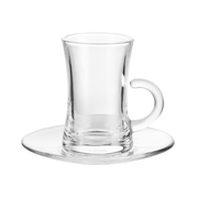 Deli Glass Tea Cup & Saucer 100 ml 12 Pcs Set (6 Cups & 6 Saucers) - Al Makaan Store
