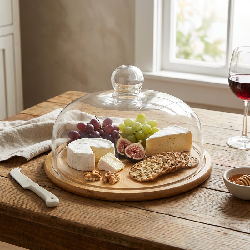 Vague Wooden Serving Cake Platter with Cover