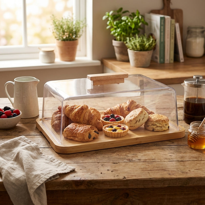 Vague Wooden Rectangular Serving Platter with Cover 36 x 27 x 12 cm