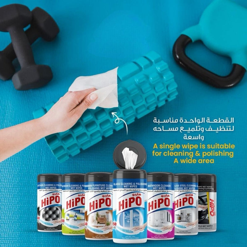 HiPO Glass Cleaning & Polishing 50 Wet Wipes - Al Makaan Store