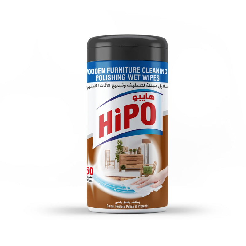 HiPO Wooden Furniture Cleaning & Polishing 50 Wet Wipes - Al Makaan Store