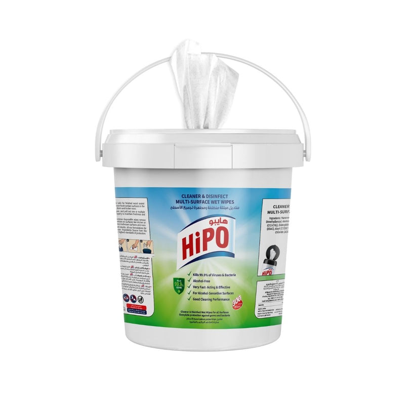 HiPO Cleaner and Disinfectant Multipurpose Surface 300 Wet Wipes - Al Makaan Store