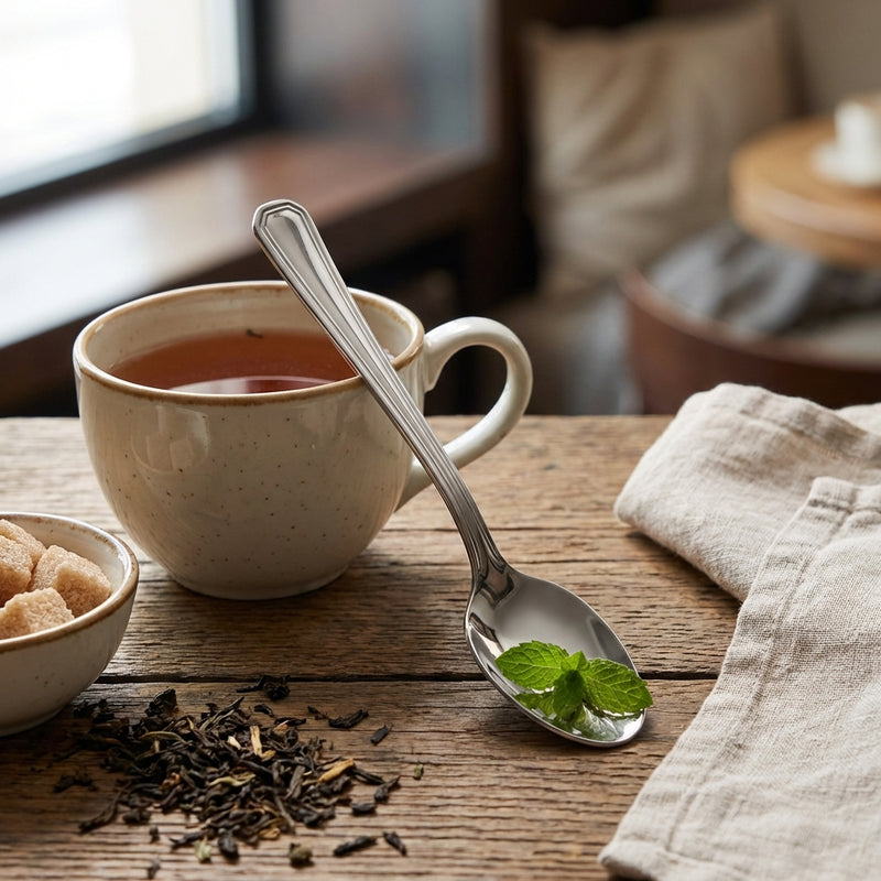 Vague Trim Stainless Steel Tea Spoon 13.7 cm - 6 Pcs Set