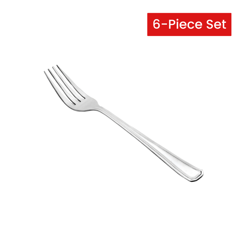 Vague Rim Cup Rolled Stainless Steel Table Fork 20.1 cm - 6 Pcs Set