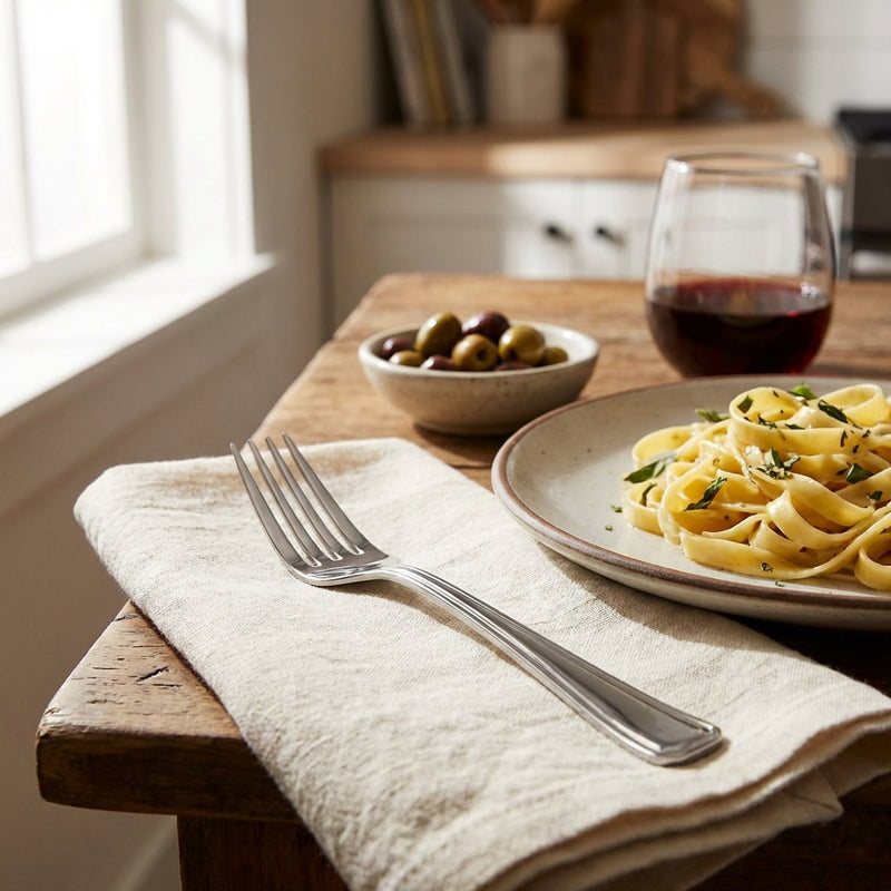 Vague Rim Cup Rolled Stainless Steel Table Fork 20.1 cm - 6 Pcs Set