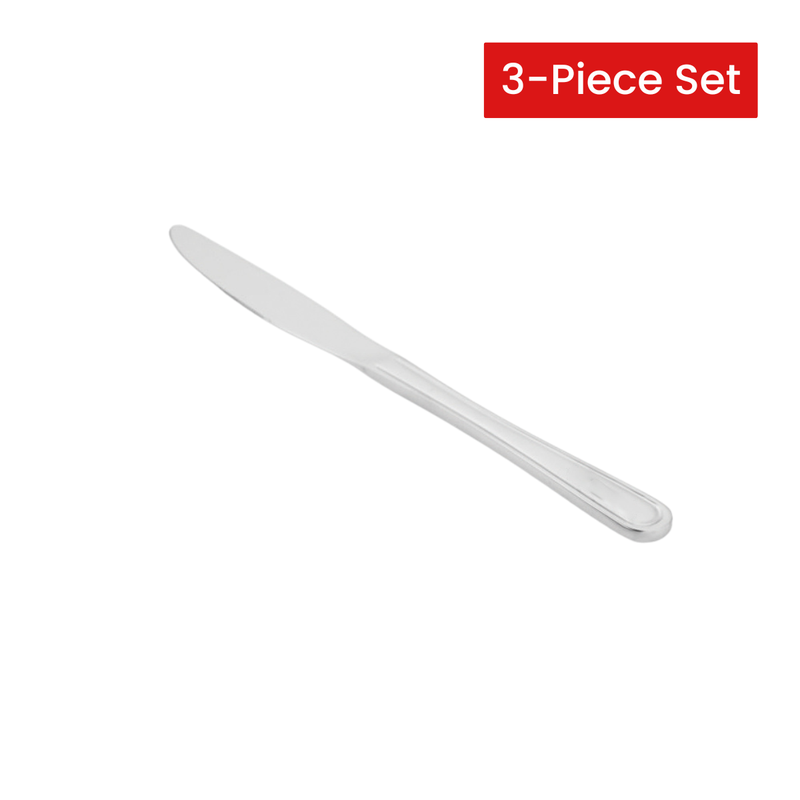 Vague Rim Cup Rolled Stainless Steel Table Knife 22.1 cm - 3 Pcs Set