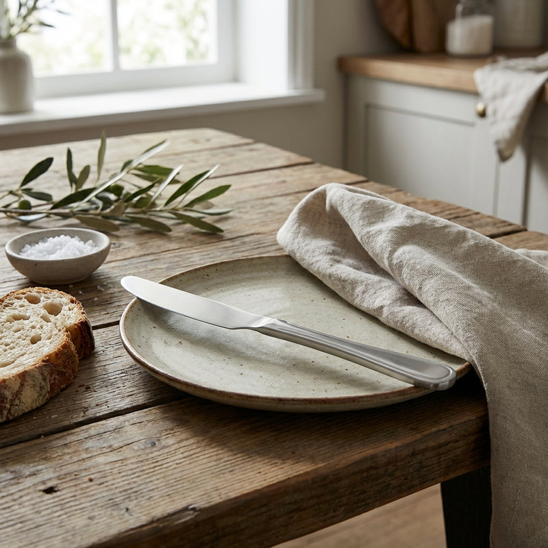 Vague Rim Cup Rolled Stainless Steel Table Knife 22.1 cm - 3 Pcs Set