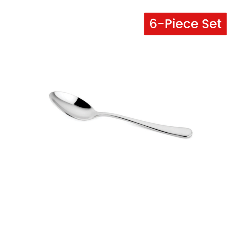 Vague Safari Plain Cup Rolled Stainless Steel Tea Spoon 13.9 cm - 6 Pcs Set