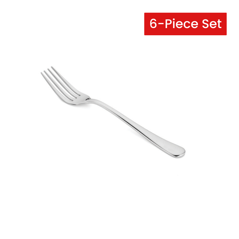 Vague Safari Plain Cup Rolled Stainless Steel Table Fork 20.1 cm - 6 Pcs Set