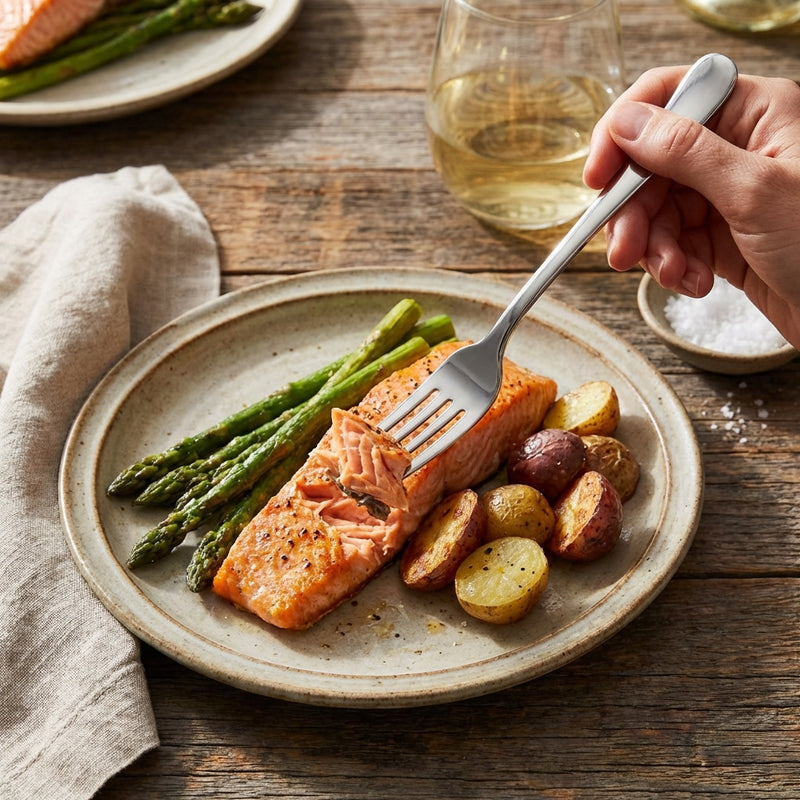 Vague Safari Plain Cup Rolled Stainless Steel Table Fork 20.1 cm - 6 Pcs Set