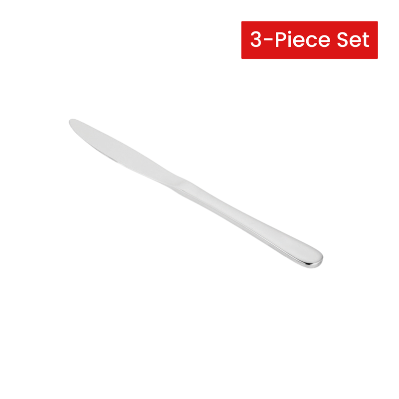 Vague Safari Plain Cup Rolled Stainless Steel Table Knife 21.9 cm - 3 Pcs Set
