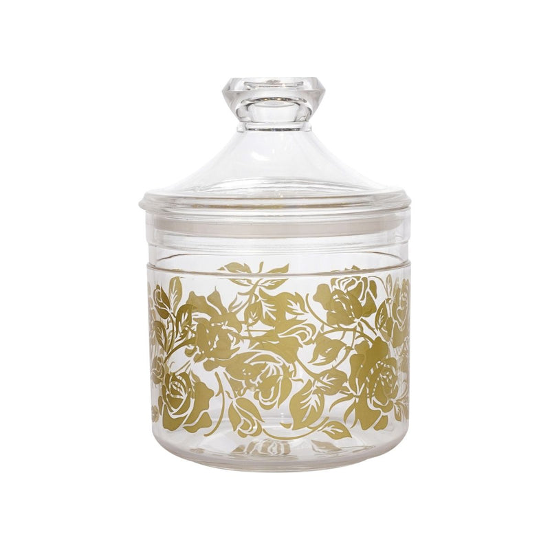 Vague Acrylic Long Clear Jar with Gold Rose - Al Makaan Store