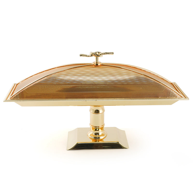 Steel Golden Cake Platter with Cover and Stand – 50 x 15 cm