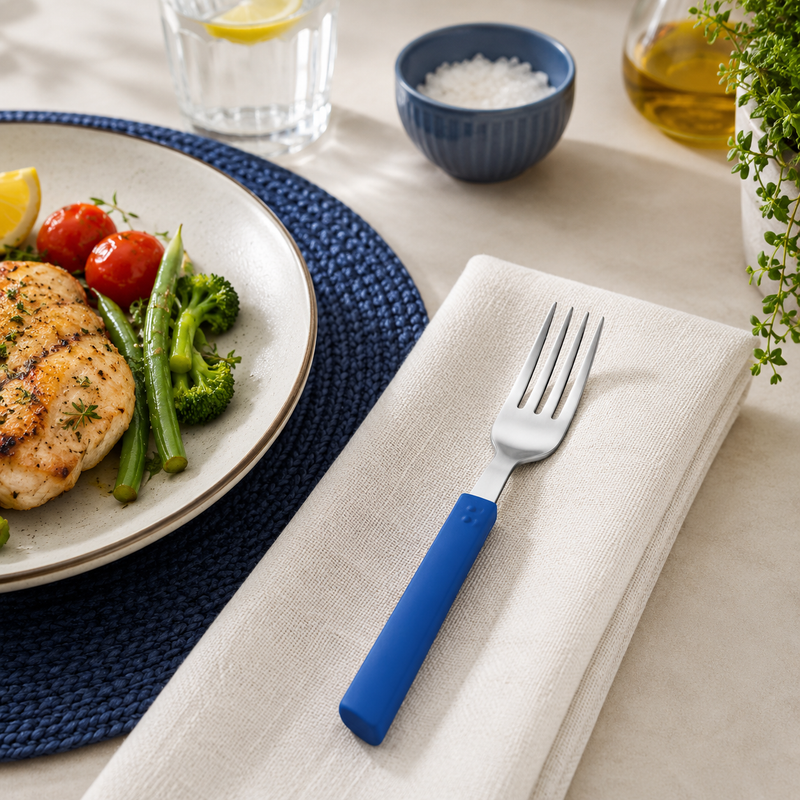 Tramontina Brisa Stainless Steel Table Fork with Blue PP Handle