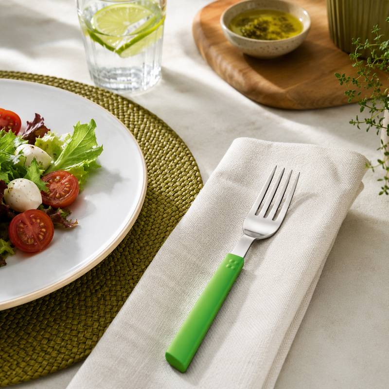 Tramontina Brisa Stainless Steel Table Fork with Green PP Handle