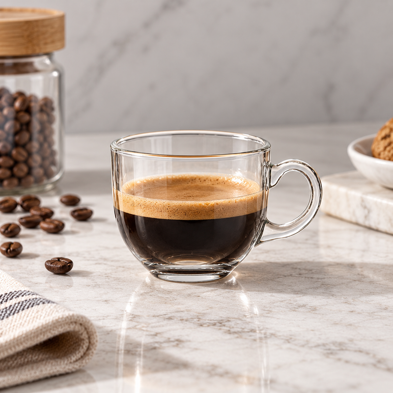 LX Glass Coffee Cup with Handle 80 ml
