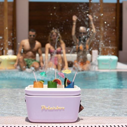 Polarbox 20L Pop Cooler Box with Leather Strap, Lilac & Yellow - Al Makaan Store