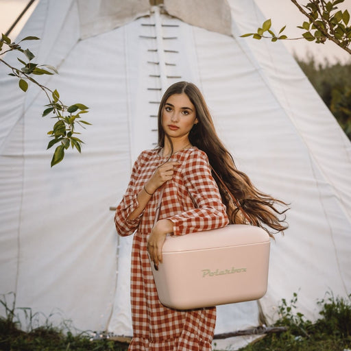 Polarbox 12L Classic Cooler Box with Leather Strap, Nude & Olive Green - Al Makaan Store